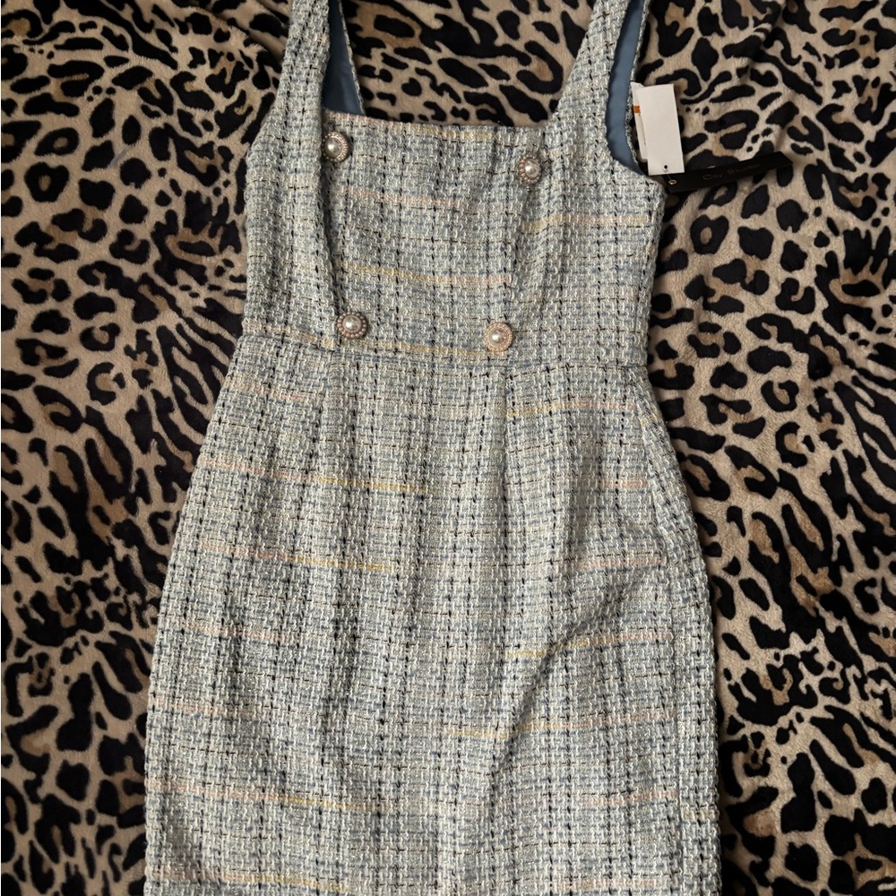 Elegant Tweed Babydoll Dress in blue. Fits like a size 2